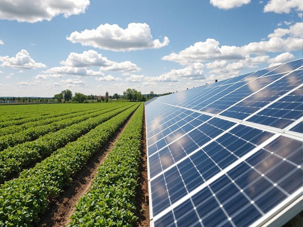 圖一 : 科技進步使得太陽能板可部署於溫室屋頂、果園遮陽棚或高腳結構等處,讓作物在板下照樣生長,農民同時可收租或自用電力。